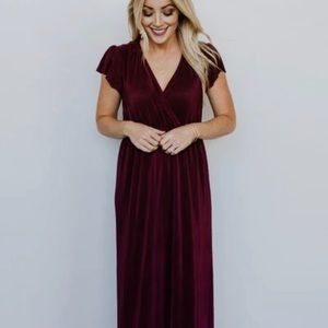 Baltic Born ATHENA MULBERRY PLEATED MAXI DRESS